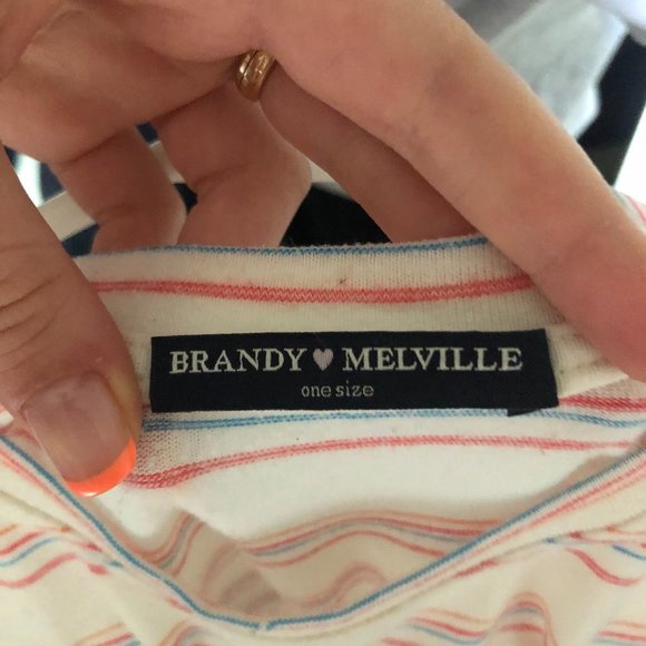 Brandy Melville White Multicolour Short Sleeve Tee - Picture 4 of 4